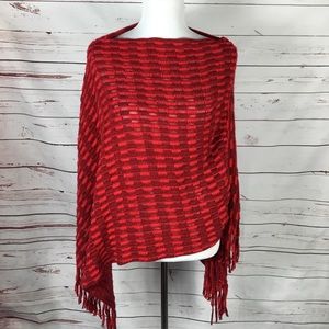 NWT  Two Toned Red Shawl‎ Asymmetrical Fall Winter Shawl